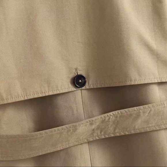 Women 2 Layers Double Chest Trench Coat Khaki Tan - Picture 4 of 6